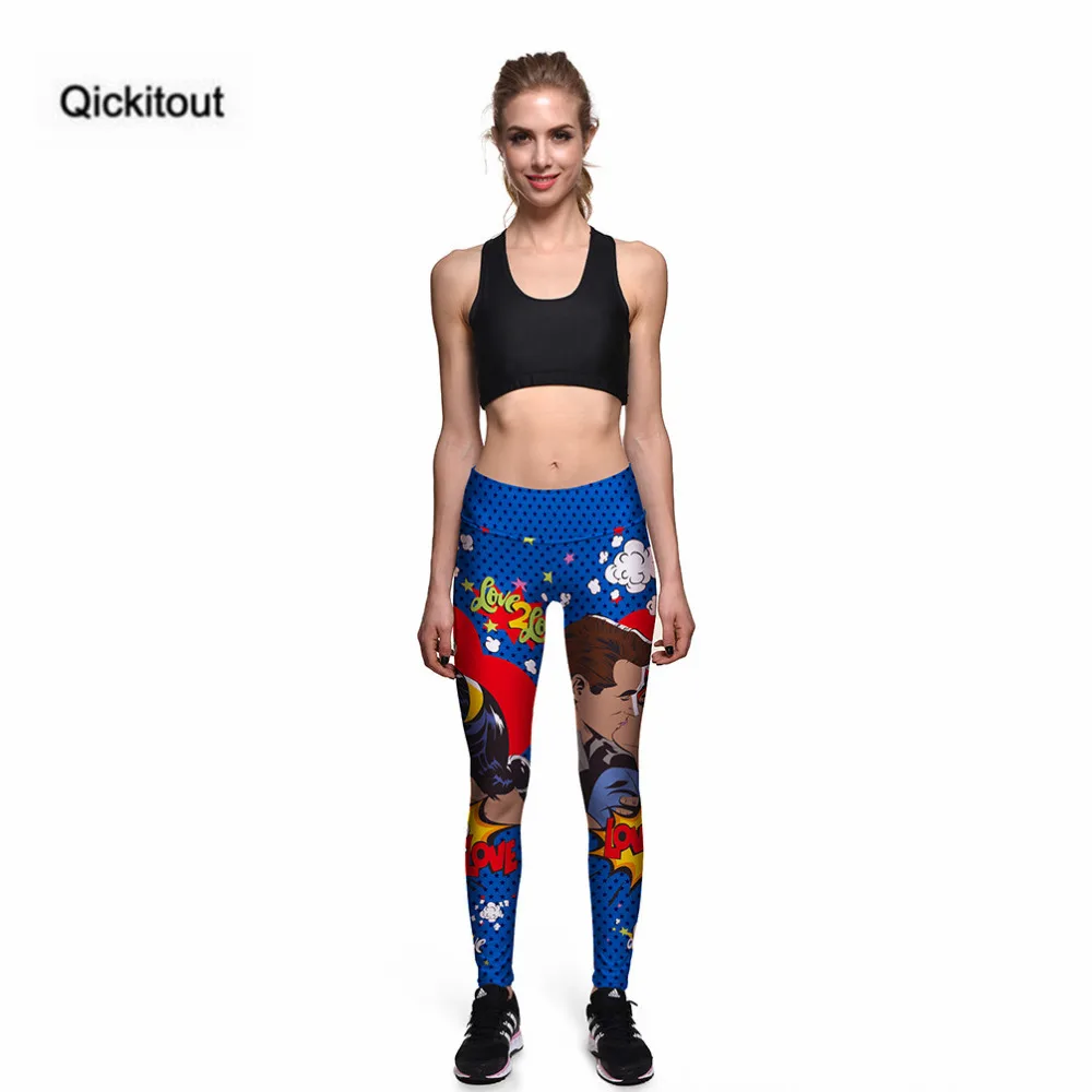 Qickitout леггинсы модные новые аниме Супермен целование 3D принт женские брюки