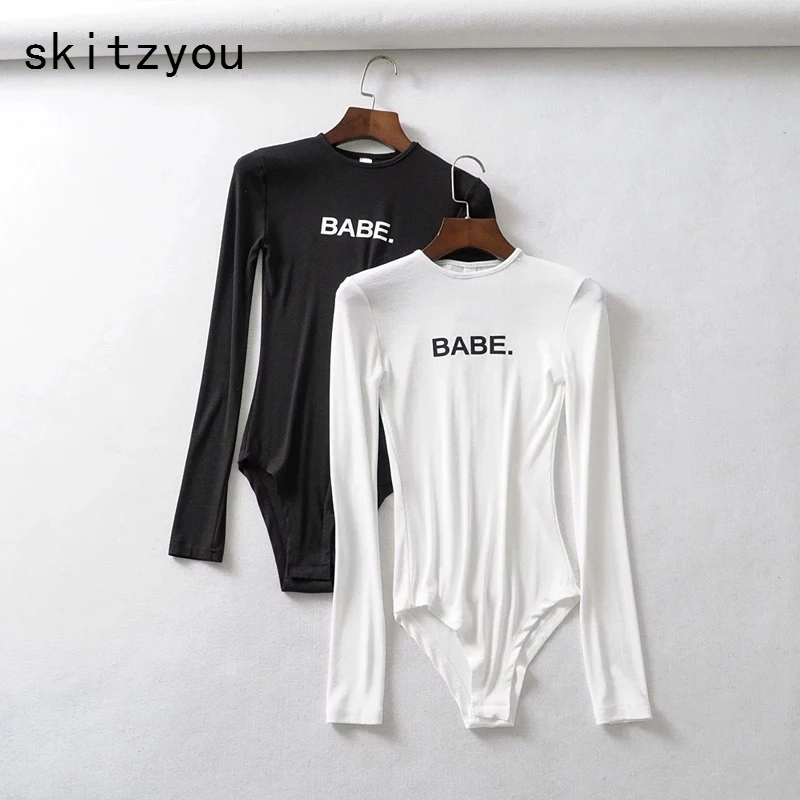 Skitzyou/детские комбинезоны с буквенным принтом женские белый облегающий топ