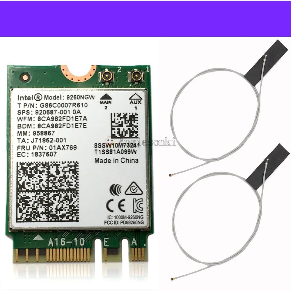 Двухдиапазонный беспроводной-AC 9260 для Intel 9260 NGW NGFF 802.11ac MU-MIMO 1730 Мбит/с 1,73 Гбит/с WiFi+ Bluetooth 5,0 Карта подходит для Win10 - Цвет: Combo Package C