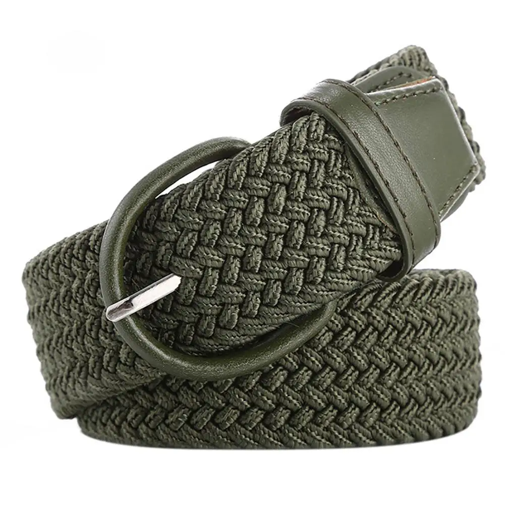 Army Green Модный Эластичный пояс из парусины, металлический гипоаллергенный, корейский стиль, вязаные джинсы с пряжкой слаксы, пояс для мужчин и женщин, Новинка - Цвет: Army Green