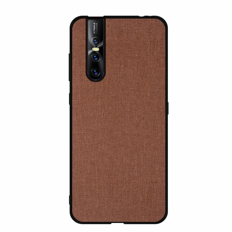 Brown Чехол для Vivo S1 V11 V15 X27 Y83 Pro Чехол X20 X21 X23 Y17 Y3 Y15 Y81 V9 IQOO pro 5G Neo Z1 Новинка Роскошная ткань Бизнес крышка - Цвет: Brown