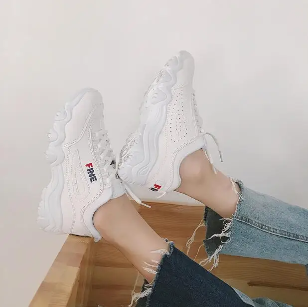 2018 повседневная женская обувь Осенняя модные брендовые кроссовки на платформе в