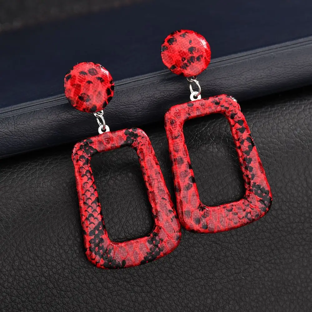 Женские серьги MissCyCy Boho леопардовые геометрические из искусственной кожи