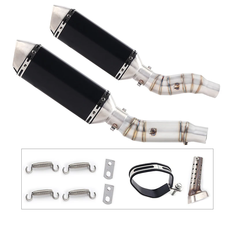 

Motorcycle Full System Exhaust Muffler Escape Middle Link Round Pipe Slip On For Kawasaki Z1000 2010-2017
