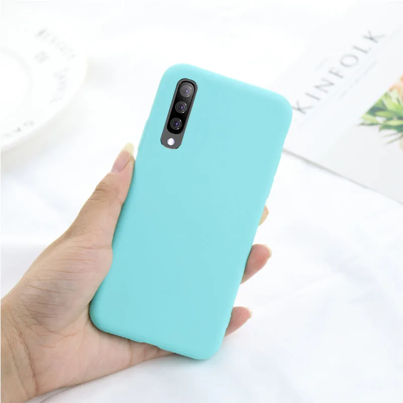 Light Blue Сплошной цвет силиконовый чехол для samsung galaxy a10 a20e a20 a30 a40 a50 a70 note 8 9 10 a6 a7 j4 j6 plus s8 s9 s10 s10e чехол - Цвет: Light Blue