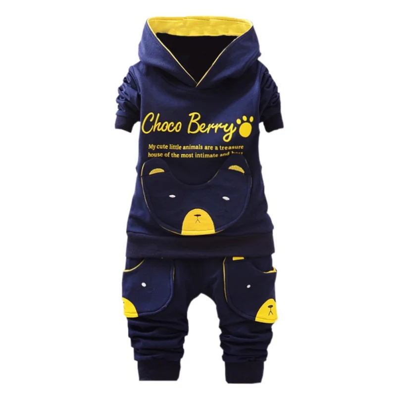 Dark Blue Комплекты одежды для мальчиков из 2 предметов крутые Детские принты животных из мультфильмов, хлопковые модные толстовки, Толстовка Топы, штаны комплекты для мальчиков весна-осень - Цвет: Dark Blue