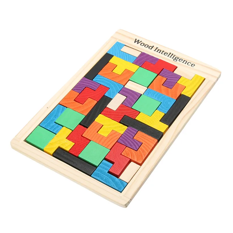 Деревянный Tangram головоломка 3D головоломка игрушка тетрис дошкольного волшебства интеллектуальная развивающая детская игрушка красочная Jisgaw доска