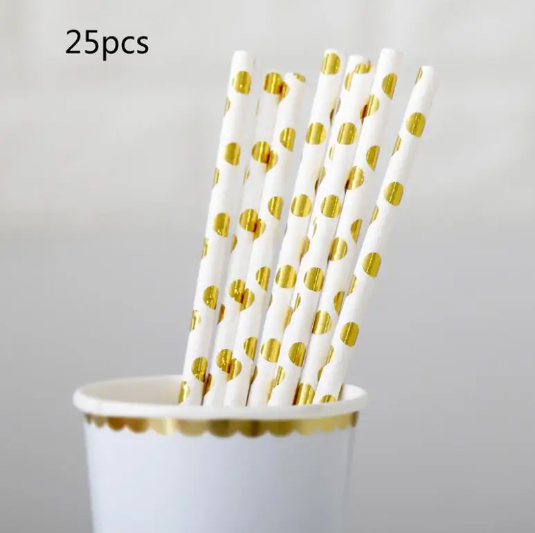 25pcs gold dot Черная Серия золотые блокирующие одноразовые столовые приборы бумажные тарелки для вечеринки салфетки чашки соломки для дней рождения вечерние свадебные детские Душ Декор - Цвет: 25pcs gold dot