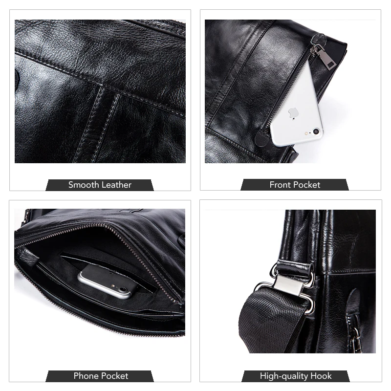 

WESTAL messenger bag men's shoulder bags genuine leather crossbody bag for men flap zipper handbag casual designe small bag 1023