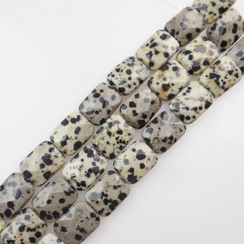 (Бесплатная доставка) 13 шт граненые Dalmation каменные продолговатые бусины 16x12x6 мм