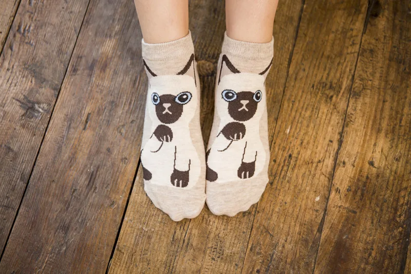 Kawaii/носки с героями мультфильмов; милые короткие носки-башмачки с закрытым носком и изображением кота, собаки; забавные повседневные короткие носки для мужчин и женщин; хлопковые носки Happy
