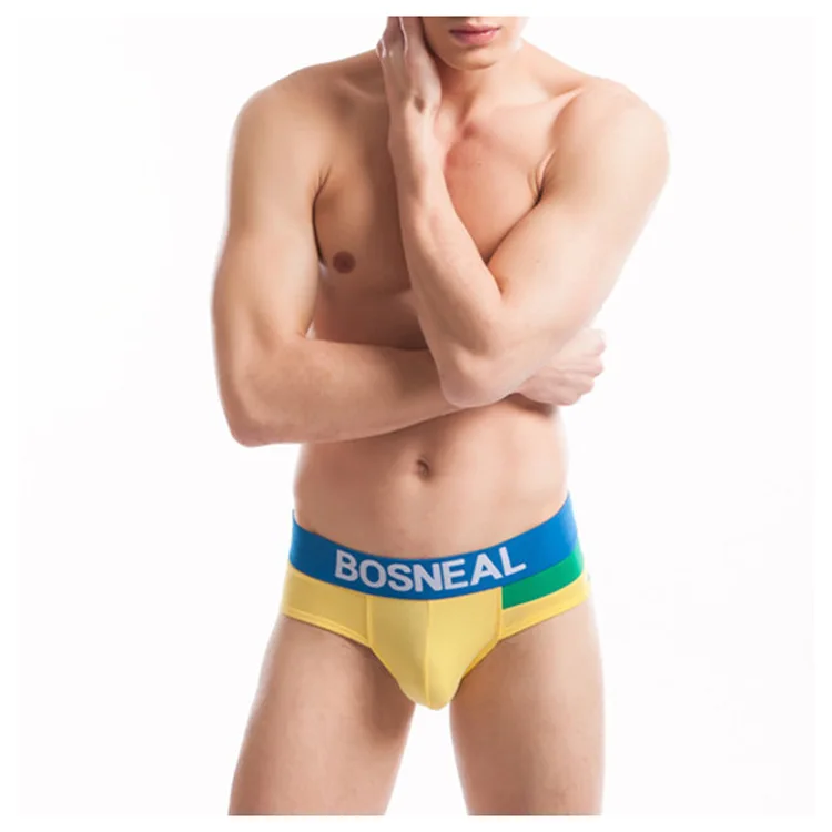 Четыре цвета на выбор низкая талия широкие полосы хлопок мужские трусы Bosneal