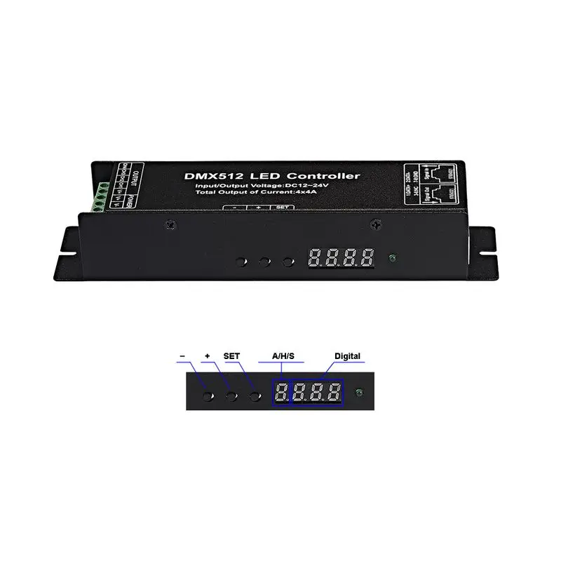 DMX512 4 канала 16A светодиодный декодер DC12V 24V DMX 512 контроллер LED RGB RGBW цифровой дисплей