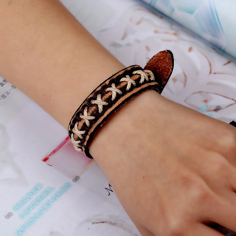 Модные Винтажные плетеные браслеты ручной работы в этническом стиле из коровьей
