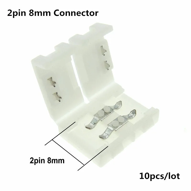 Разъем светодиодной ленты 8 мм 10 мм 2 Pin 4 Pin 3528 5050 провод RGB один цвет Solderless СВЕТОДИОДНЫЙ печатной платы провода коннекторы для сварки - Цвет: 2pin 8mm Connector