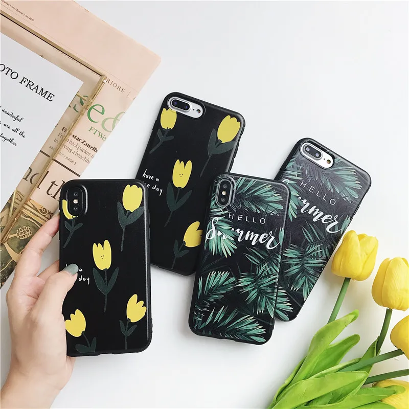 Чехол для iphone 6 7 6s 8 plus Модный мягкий силиконовый чехол с цветами X XR XS MAX