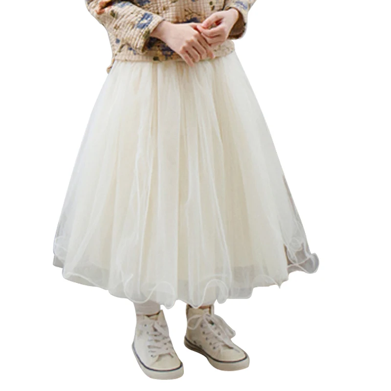 

Baby Girl Skirts Children Clothes Girls Casual Tutu Skirts Puff Mid-Calf Long Skirt Winter Kids Costume Age 2-10 Beige/ Gray