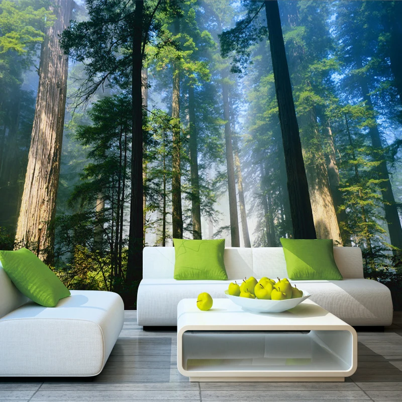 

5D Papel Murals Forests Wallpaper Nature Fog Trees 3d Wall Photo Mural forest Wall paper for Background Bedroom 3D Wall Murals