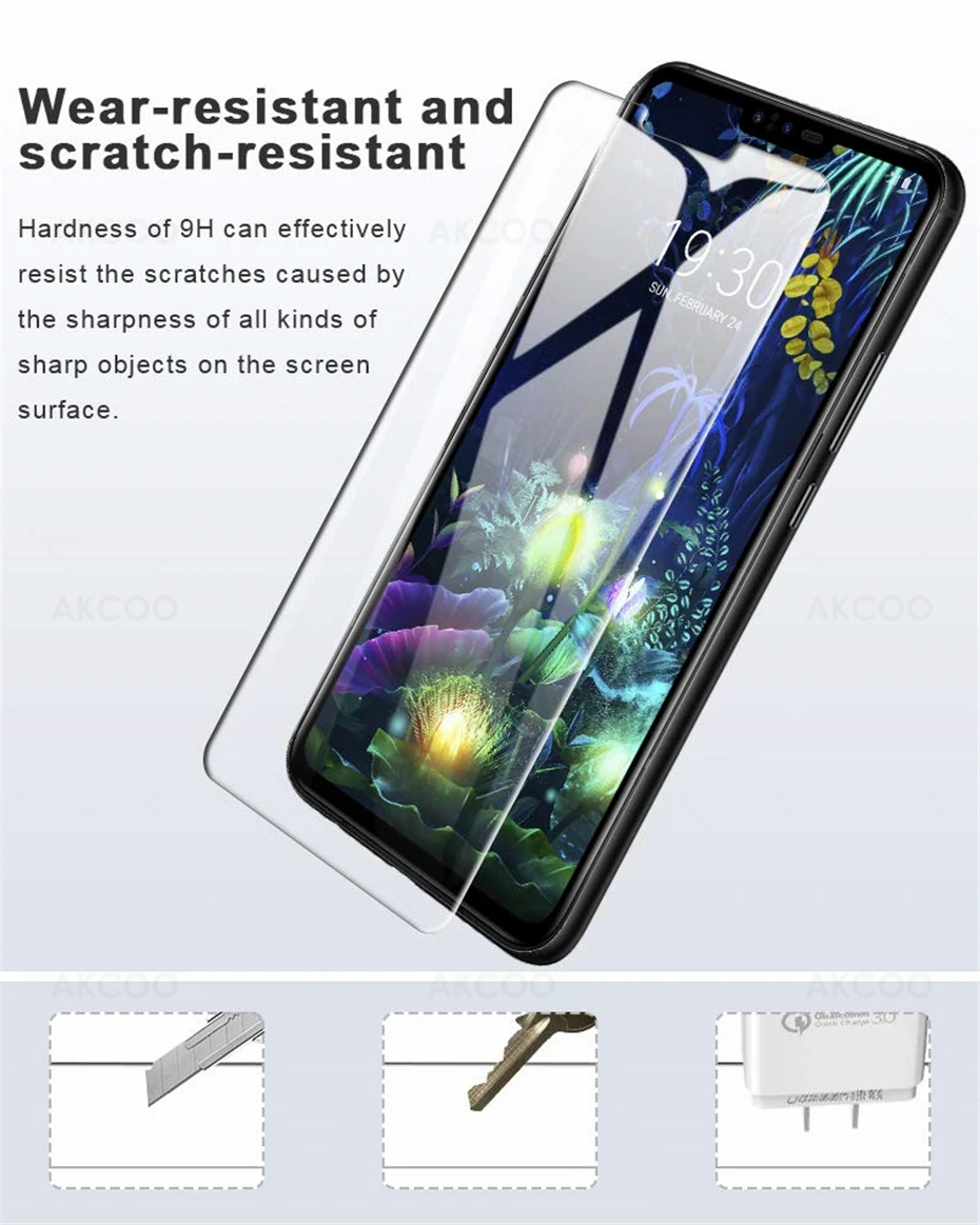 Akcoo 3D изогнутое закаленное стекло для LG V30 V40 G7 G8 V50 ThinQ Защитная пленка для экрана УФ жидкая полная клеевая пленка для LG H930 пленка