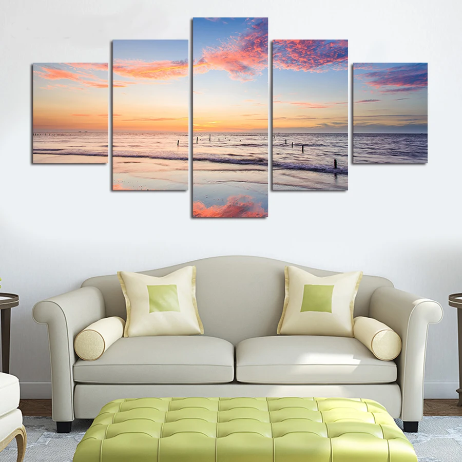

5 Panel Hot Beach Canvas Painting Printed Pictures On The Wall Pictures For Living Room Cuadros Decorative Posters And Prints