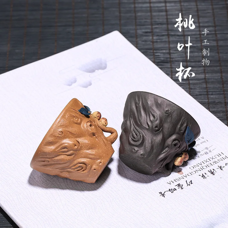 

Sand Teaware маленькая чашка сырой руды фиолетовый песок персиковая чашка с листом мастер чашка высокого качества ручной работы подлинный агент ...