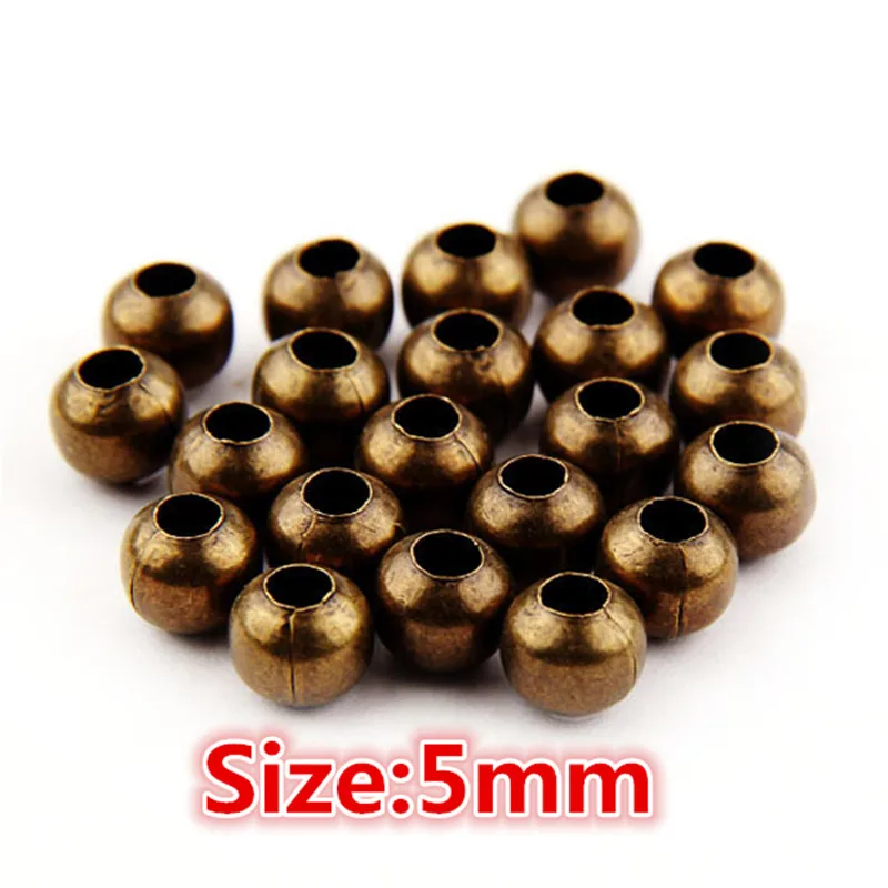 200 шт./лот круглые бусины с золотым серебряным и бронзовым покрытием для