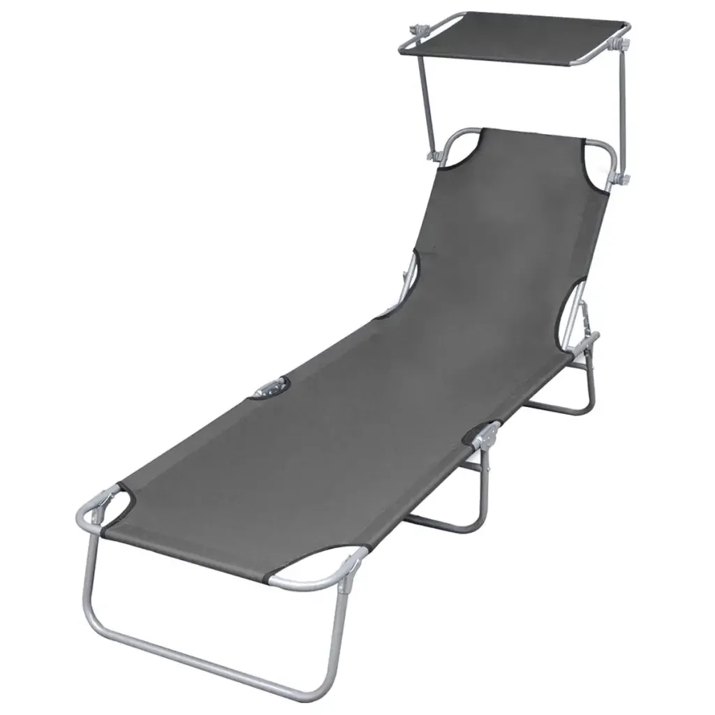 

Folding Sun Lounger with Canopy Steel Sun Loungers Casual Beach Chairs Portable Outdoor folding recliner Sun Loungers