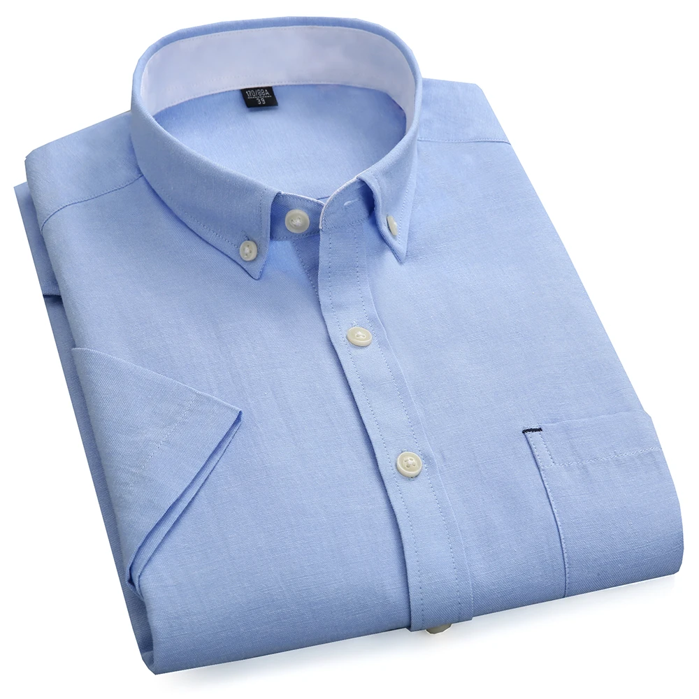 2019 Модная рубашка Летний стиль Оксфорд повседневные однотонные рубашки