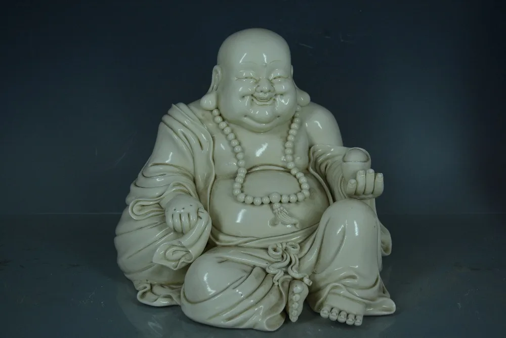 

Antique Handmade porcelain Statue,DeHua White Laughing Buddha sculpture#20,,Hand- crafts,best collection& adornment,free shippin