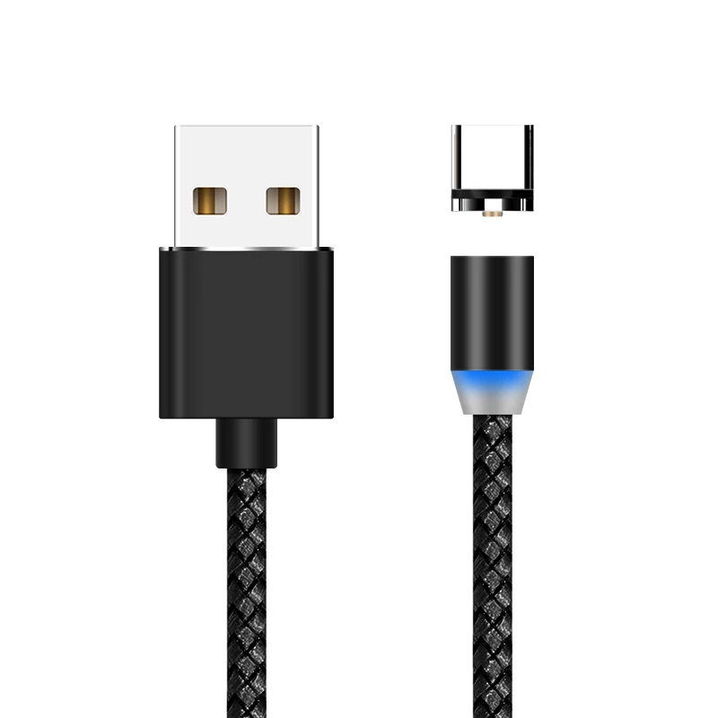 For Typec Black KingFriend Magnetic USB Cable Fast Charging USB Type C Cable Magnet Charger Data Charge Micro Cable Mobile Phone Cable USB Cord - Цвет: For Typec Black