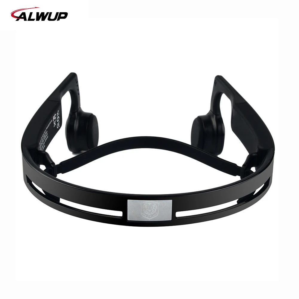 Black ALWUP беспроводные наушники Bluetooth наушники костной проводимости Спортивная стерео гарнитура для телефона с микрофоном 8 ГБ MP3 плеер - Цвет: Black