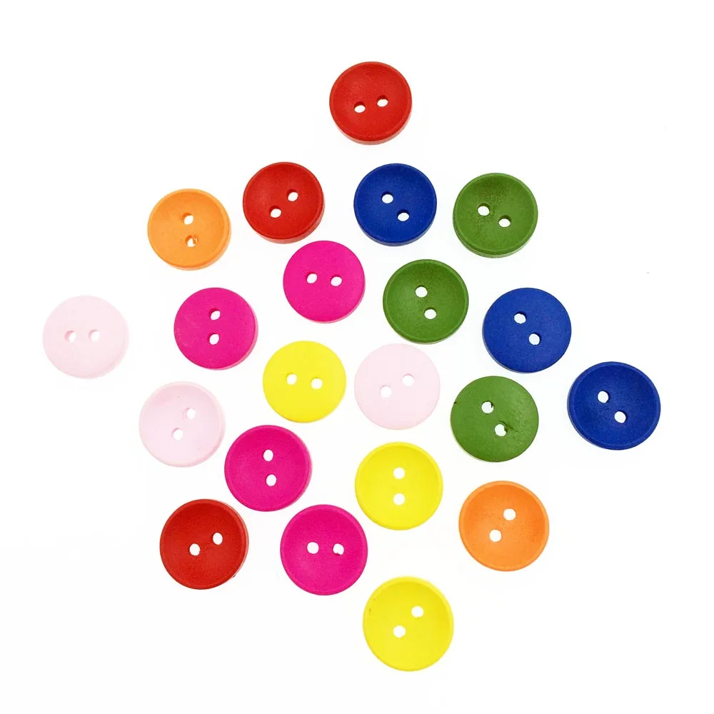 100 шт. Разноцветные деревянные пуговицы для одежды Скрапбукинг аксессуары