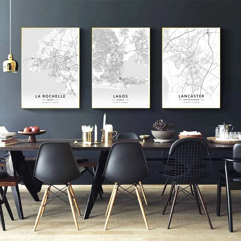 La Rochelle Франция Лагос Нигерия Ланкастер Великобритания Современная Карта города