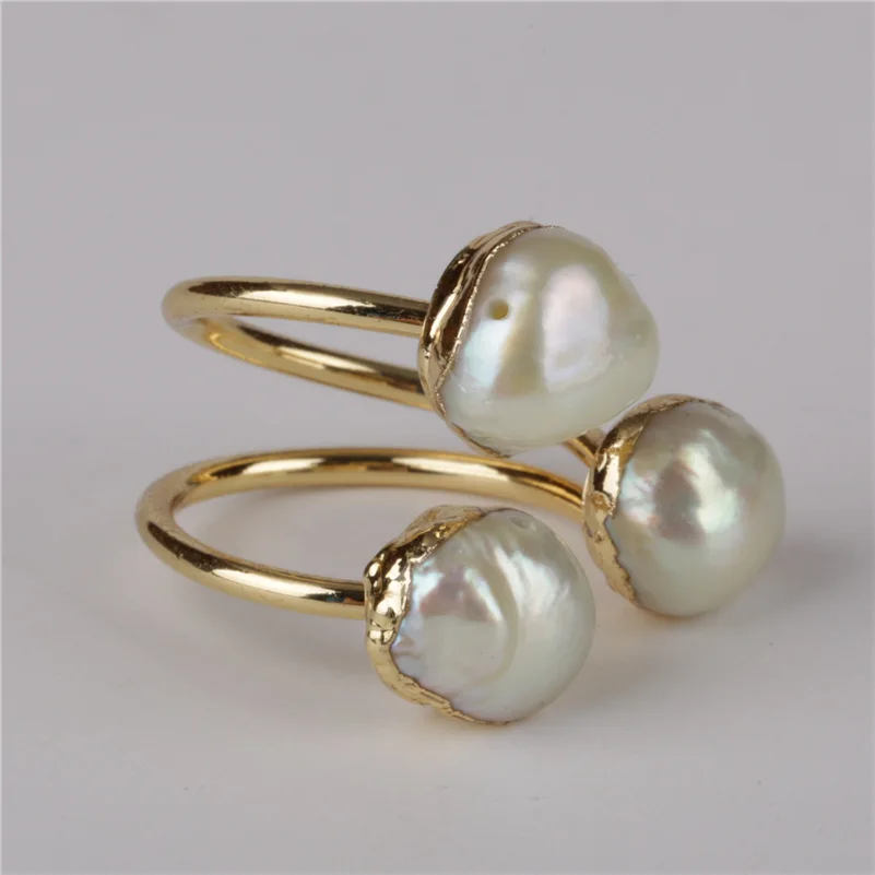 Женское золотое кольцо с жемчугом элегантное очаровательное натуральным