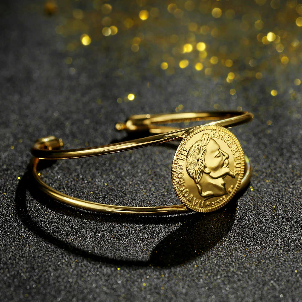 SAYYID gold Bangles for women Trendy open type of France Napoleon Avatar jewelry B1705 | Украшения и аксессуары