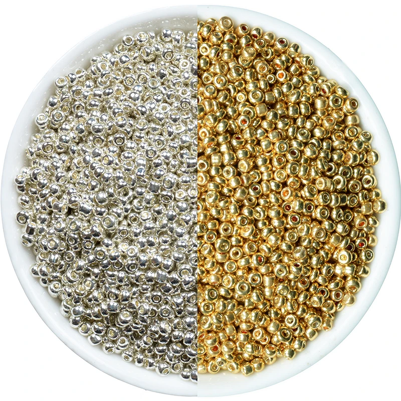 

Золотые и серебряные бусины-разделители из чешского стекла с кристаллами 2 мм, 1000 шт., бусины для украшений «сделай сам» для сережек, ожерели...
