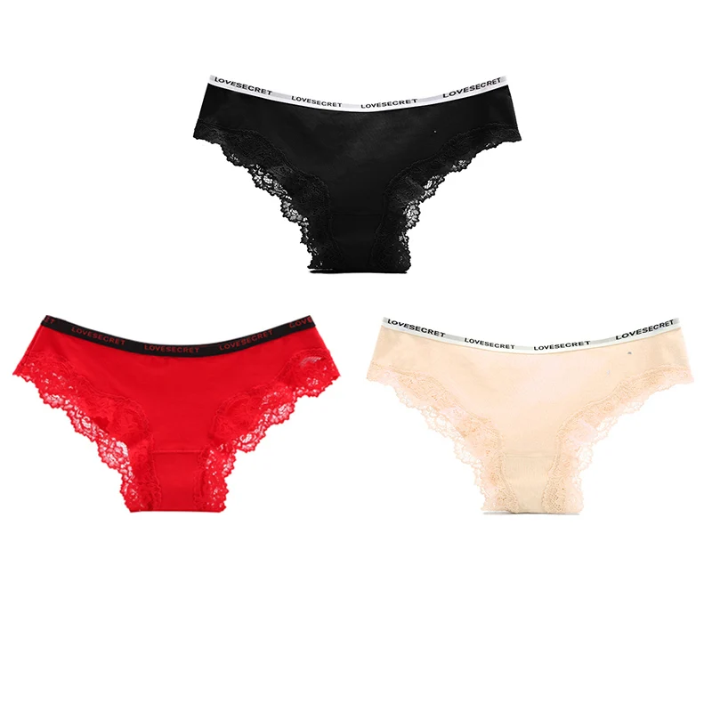 01 Black Red Skin Сексуальные женские хлопковые стринги, 3 шт./лот, трусики, нижнее белье, женские трусы, сексуальное кружевное нижнее белье, трусики для интимных дам - Цвет: 01 Black Red Skin