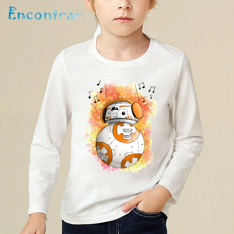 Детская забавная футболка с принтом BB-8 на ходу детские топы Звездные войны