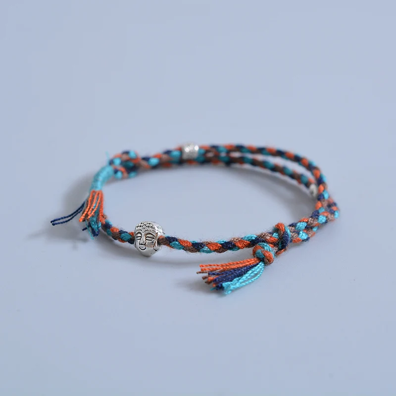 Tibetan Buddhist Lucky Woven Amulet Tibetan Cord Bracelets& Bangles For Women Men Handmade Rope Buddha Anklet Bracelet - Окраска металла: 2