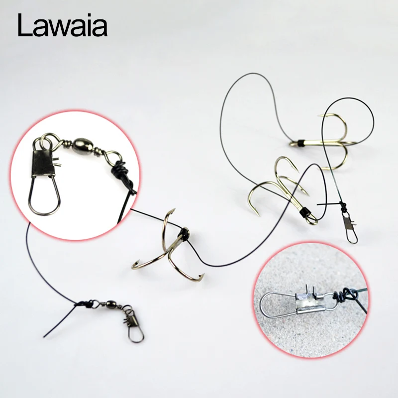 Lawaia Hooks Fishing Handmade Anchor hook Barbed Fish Hooks Three-jaw Anchor String Hook Tied Boxed Fishing Tackle Accessories