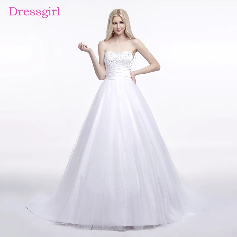

Boho Vestido De Noiva Wedding Dresses A-line Sweetheart Tulle Beaded Crystals Cheap Wedding Gown Bridal Dresses
