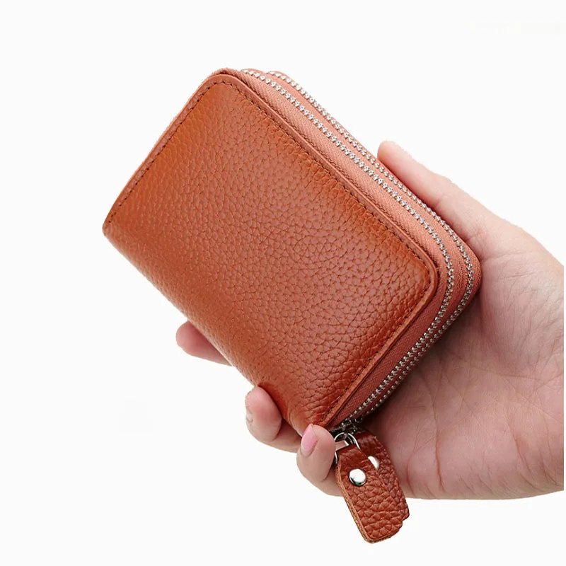 Короткие женские кошельки из натуральной кожи с двойной молнией женский