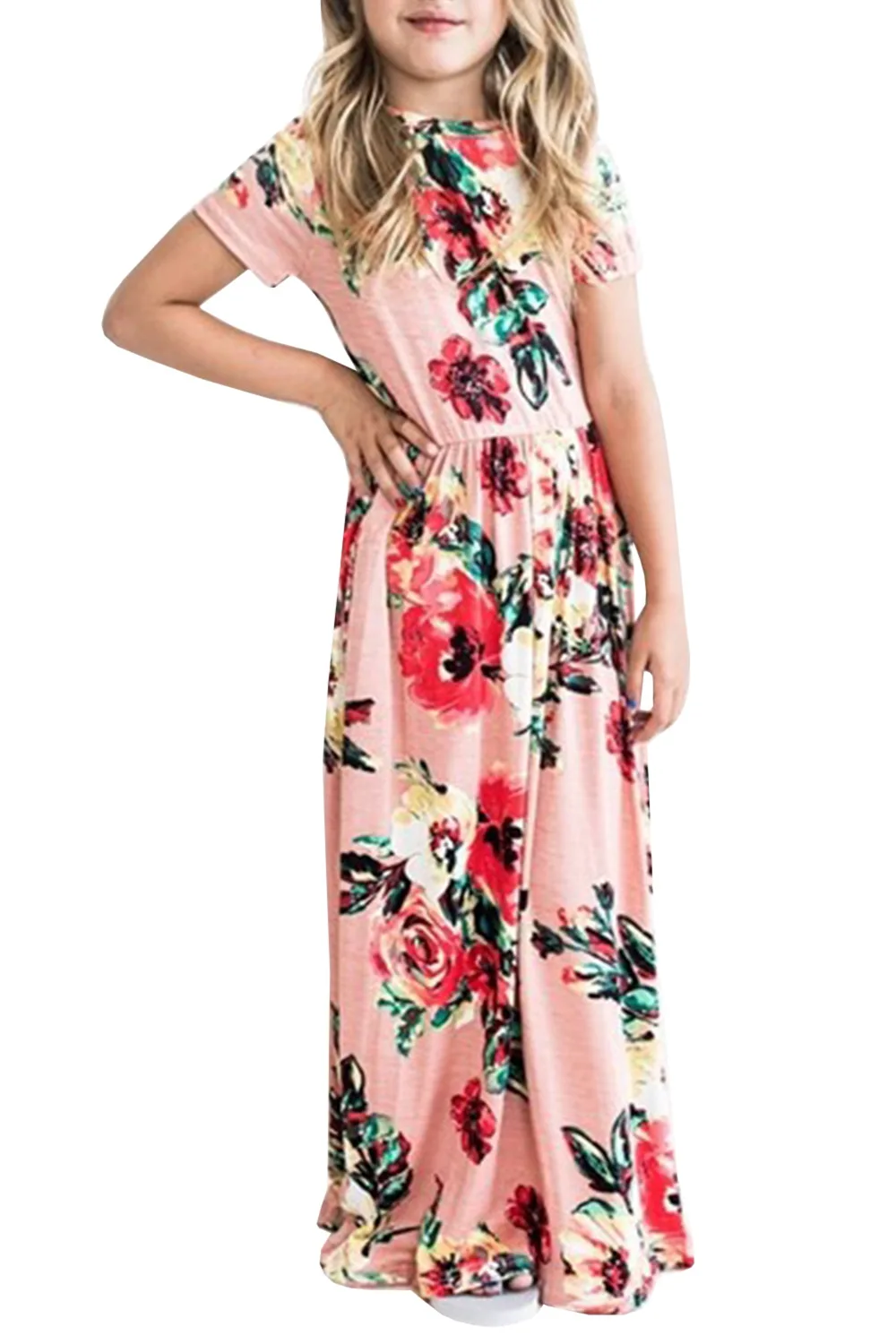 Girls Dress Long Casual Beach Party Maxi Bohemian with Pocket Sundress Beachwear Flower Printed Dresses For | Детская одежда и