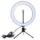 Светодиодный ная кольцевая лампа, светильник диаметром 10 дюймов для съемки фото и видео, с регулируемой яркостью, 26 см, с настольные штативы светодиодами