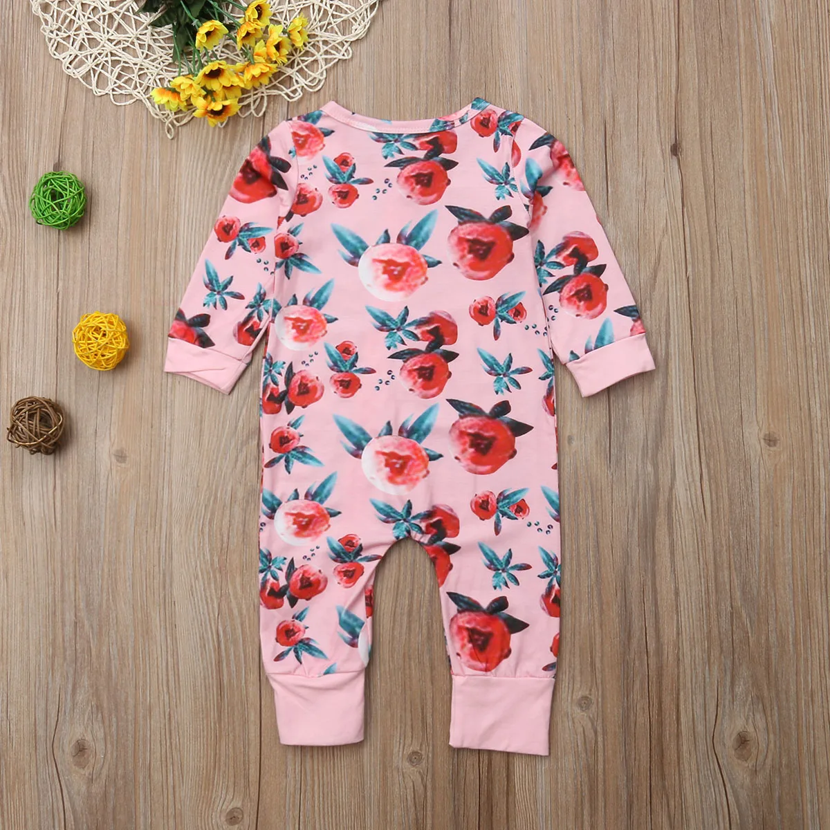 Для новорожденных мальчиков и девочек милый комбинезон 2 Стиль Цветочный принт