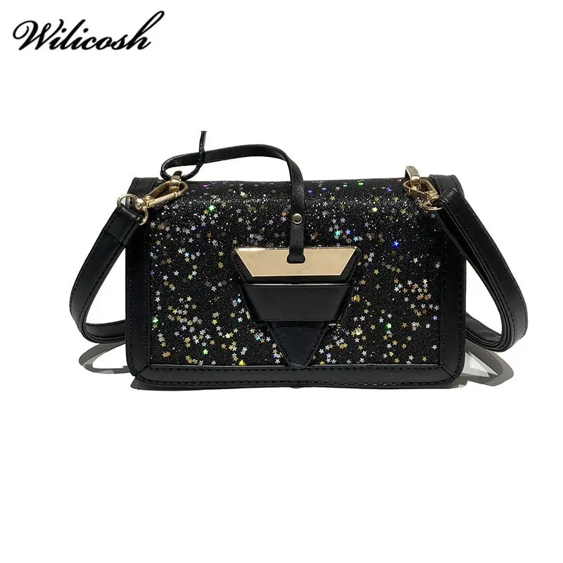 Wilicosh Мода блестками из искусственной кожи Crossbody сумка для Для женщин Курьерские