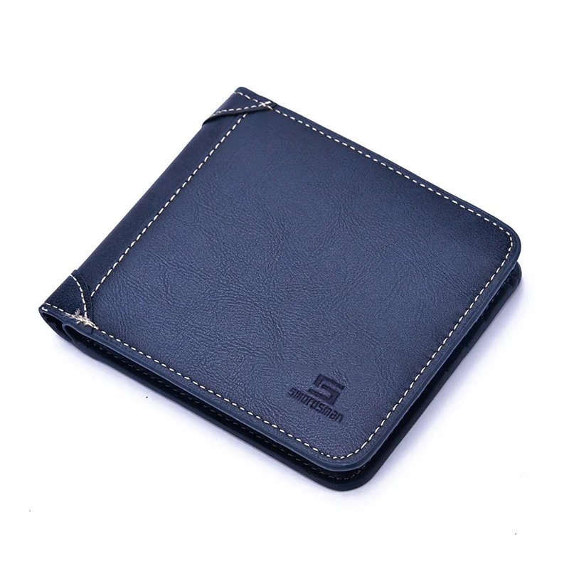 Dark Blue 1 Мужской кожаный кошелек, роскошный бренд, женский, для отдыха, маленький, тонкий, RFID, тройной, с карманом для монет, для кредитных карт,, новое поступление - Цвет: Dark Blue 1