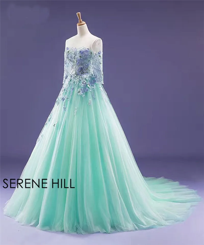 Robe De Mariage мятно-зеленое свадебное платье Тюль с длинным рукавом фотография поезд свадебные Gwons Serene Хилл HM66373