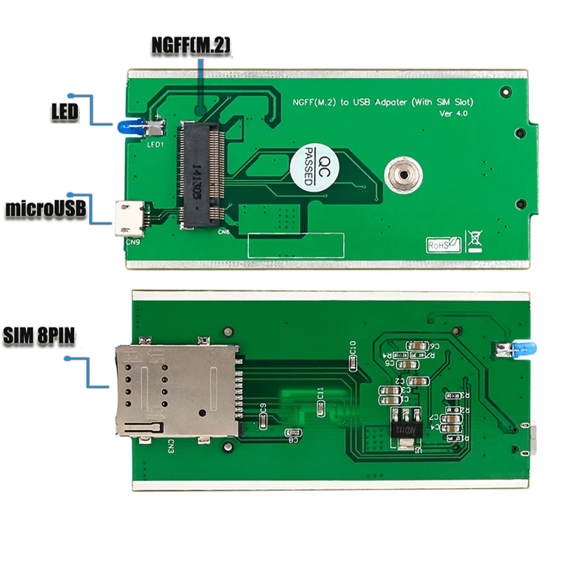 NGFF M.2 ключ B модуль к micro USB адаптер со слотом для sim-карты для WWAN/LTE/4G модуль