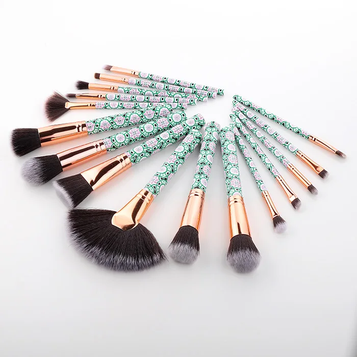 16pcs style 6-green FLD Bohemia style Профессиональные кисти для макияжа Набор румян подводка для глаз тени для лица Пудра Набор кистей для косметики - Handle Color: 16pcs style 6-green